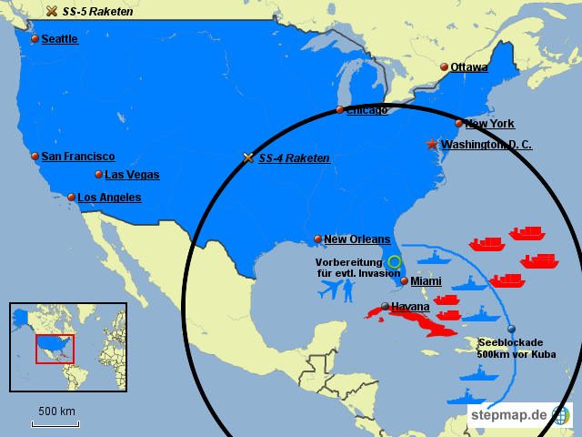 StepMap - Die Kuba-Krise - Landkarte für Nordamerika